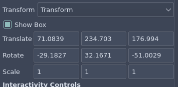 Screenshot of paraview's transform filter