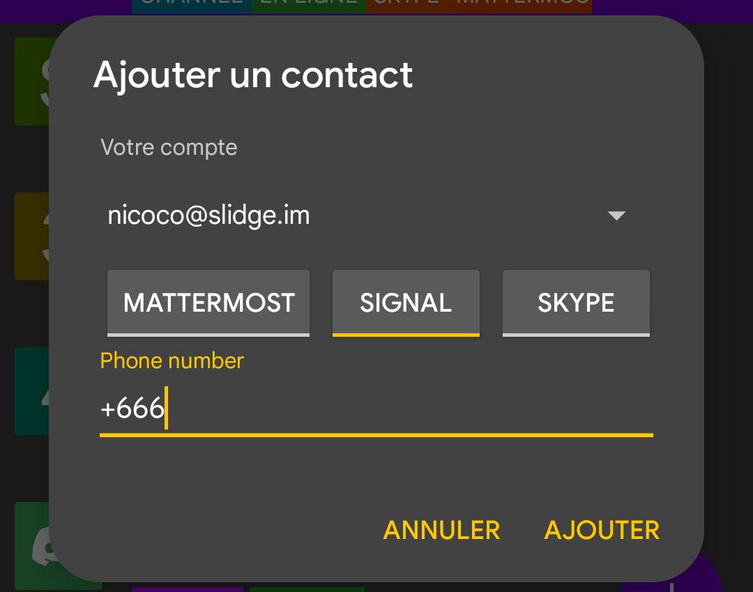 Adding a new contact via Cheogram